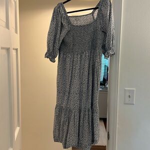 Madewell Midi Floral Puff Sleeve Dress